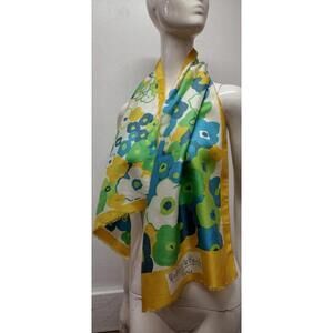 Paris France Madeleine de Rauch Couture Silk Scarf Oblong Rare Soie 1950s Colors